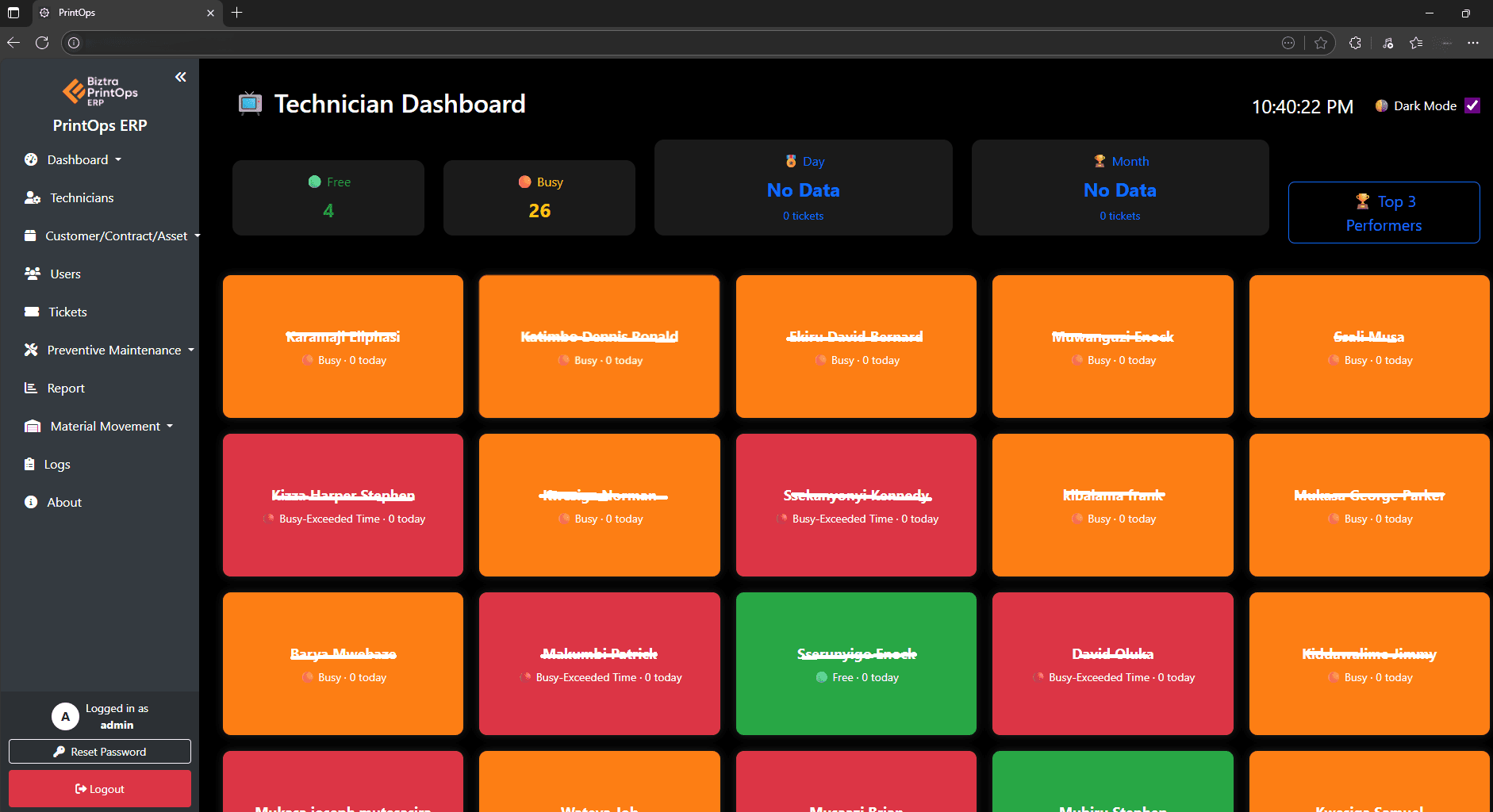 PrintOps operations dashboard screenshot